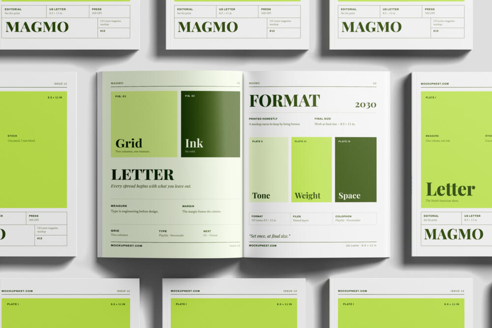 US Letter Editorial Magazine Mockup