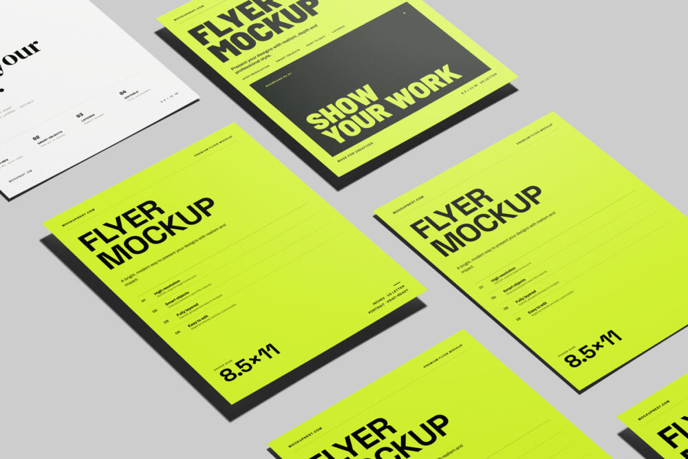 US Letter Flyer Poster Mockup Angled Perspective