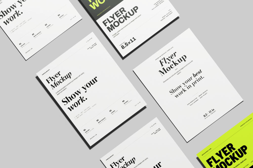 US Letter Flyer Poster Mockup Angled View