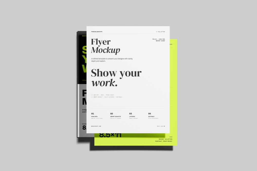 US Letter Flyer Poster Mockup Open