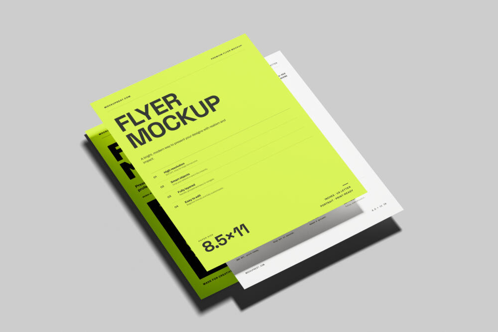 US Letter Flyer Poster Mockup Stack