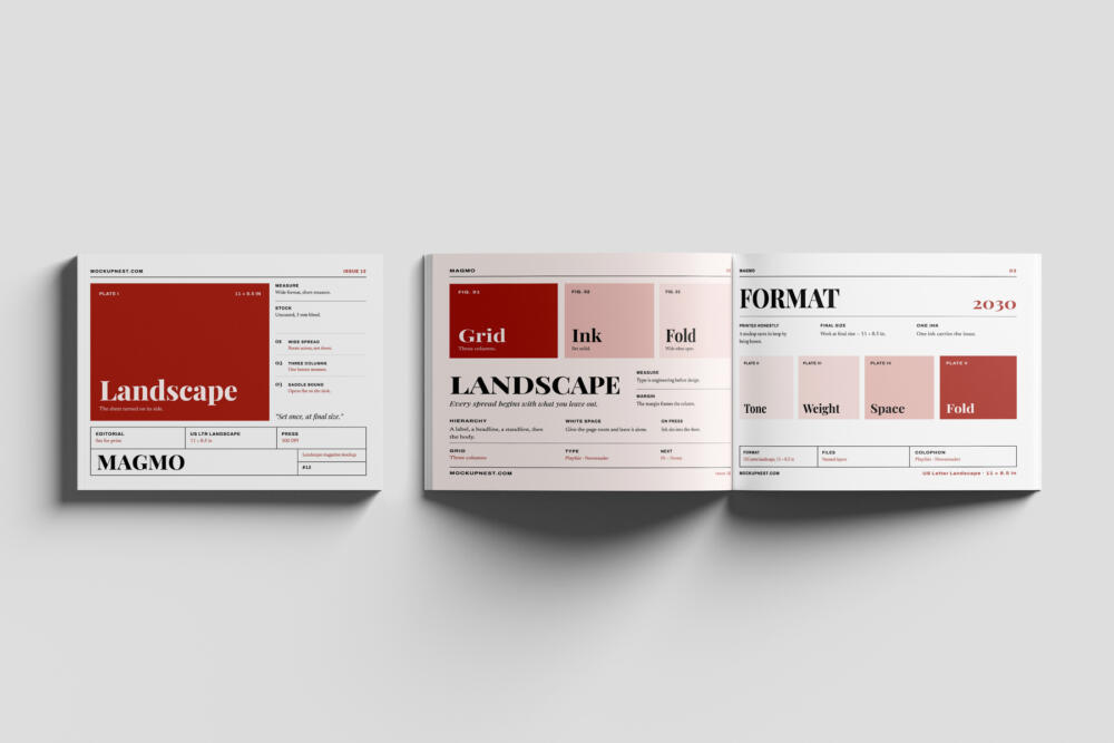 US Letter Horizontal Branding Magazine Mockup