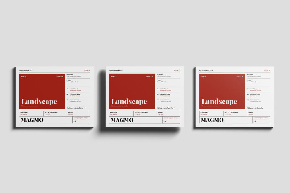 US Letter Horizontal Print Magazine Mockup