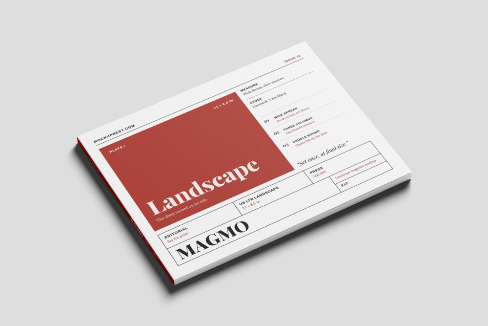 US Letter Horizontal Professional Magazine Mockup