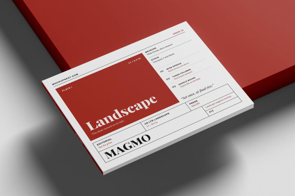 US Letter Horizontal Publishing Magazine Mockup