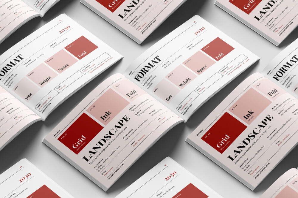US Letter Landscape Branding Magazine Mockup
