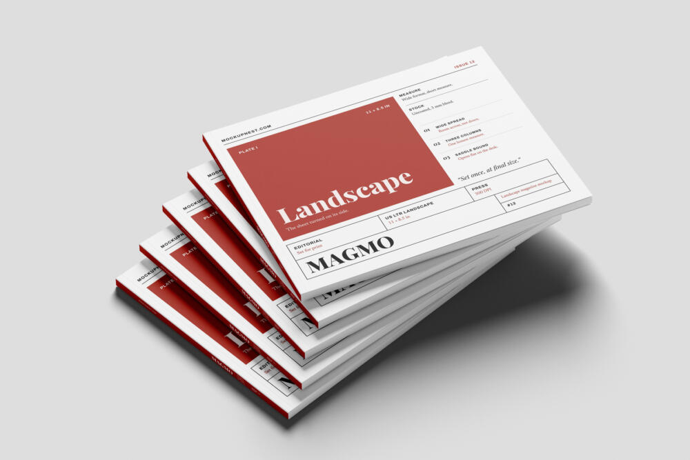 US Letter Landscape Professional Magazine Mockup