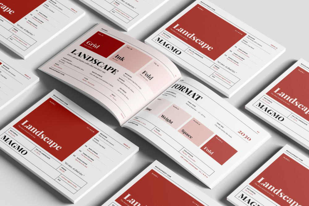 US Letter Landscape Publishing Magazine Mockup