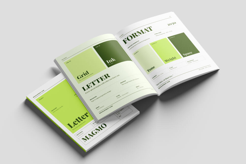 US Letter Professional Magazine Mockup Open Spread