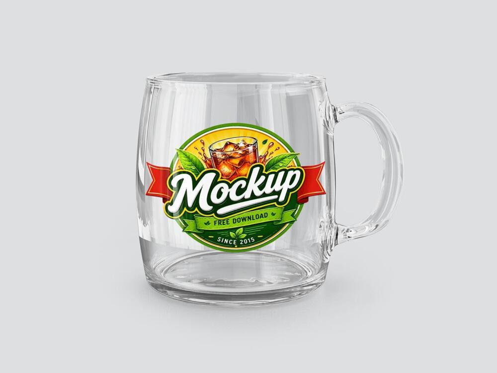 UV DTF Mockup Sticker On A Clear Glass — Photoshop PSD Download