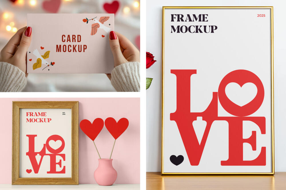 Valenitnes Day Frame PSD Mockup