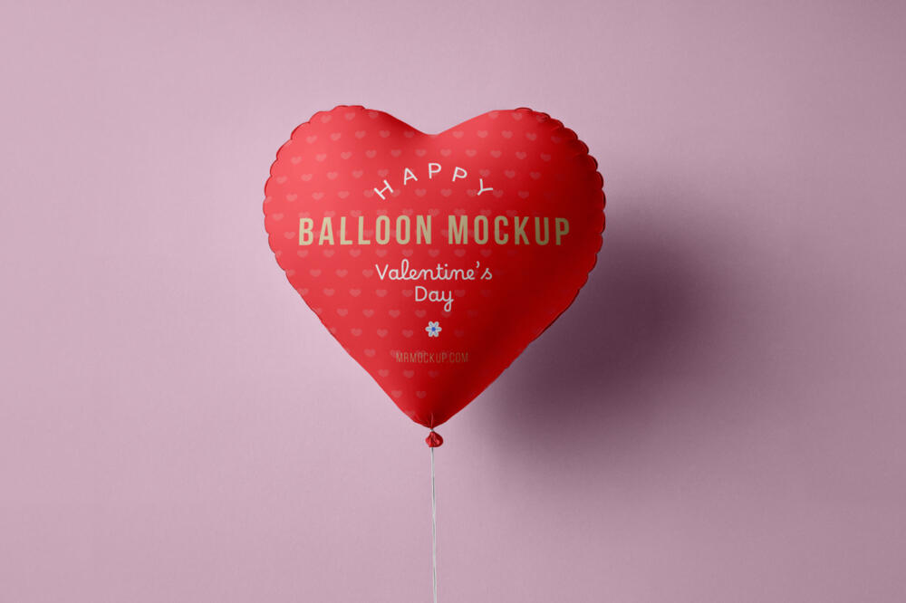 Valentines Day Heart Balloon Mockup