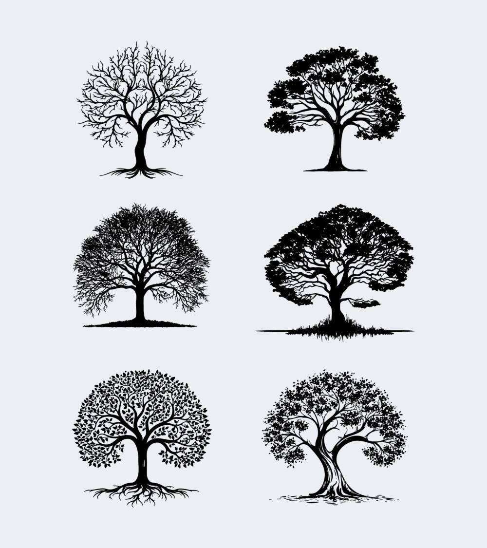 Vector Tree Silhouettes Clipart