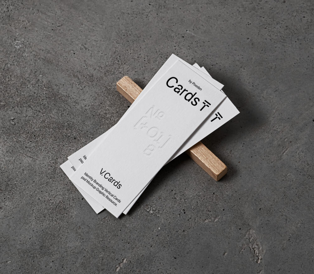 Vertical Brand Identity Cards Scene Psd Mockup