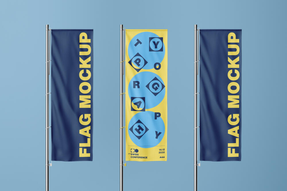 Vertical Flag Mockup