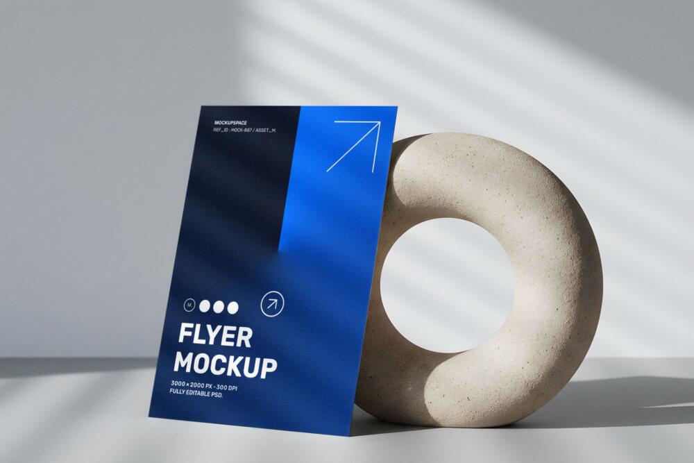 Vertical Flyer Mockup with Stone Ring