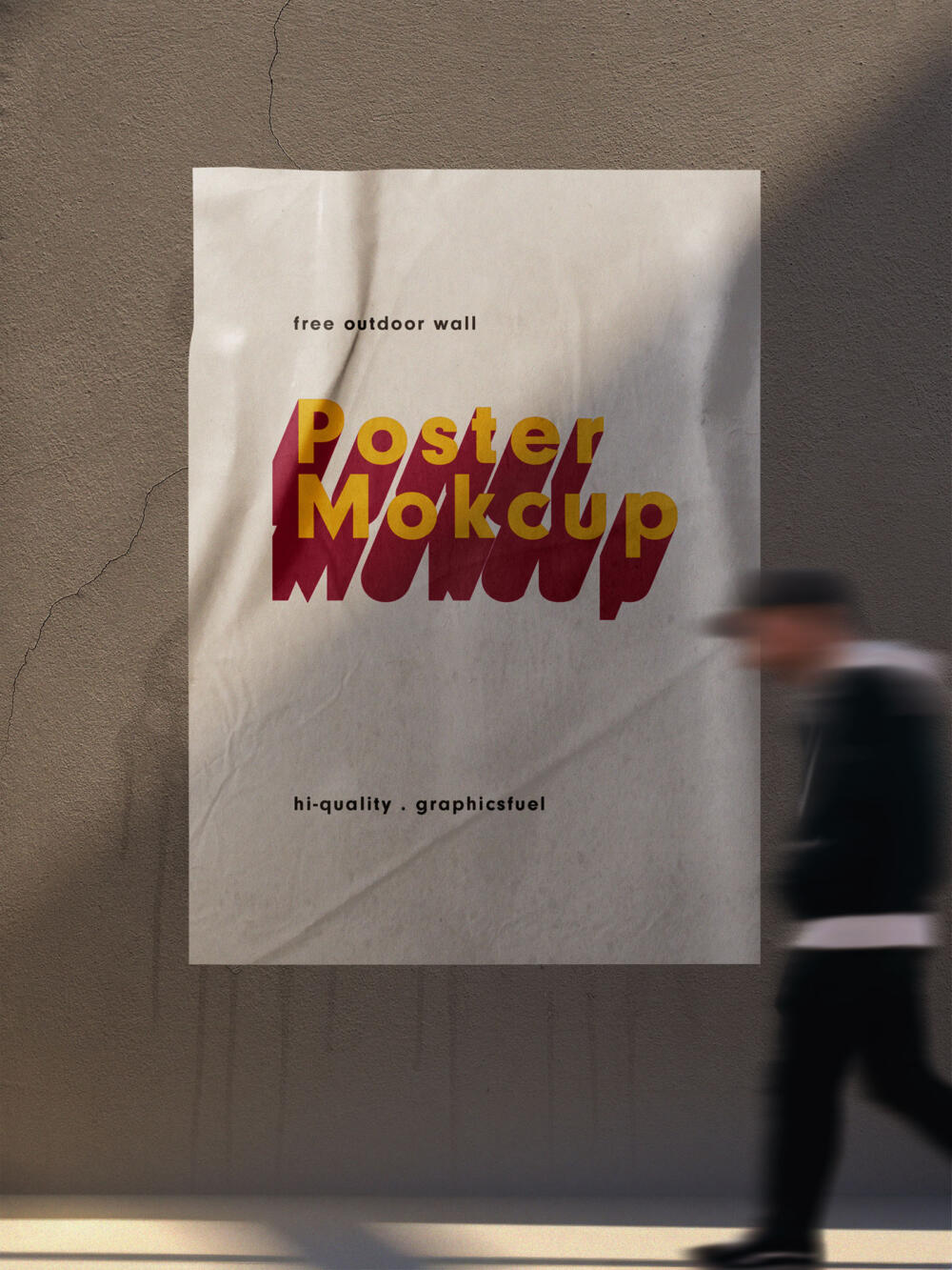 Vertical Glued Wall Poster Mockup