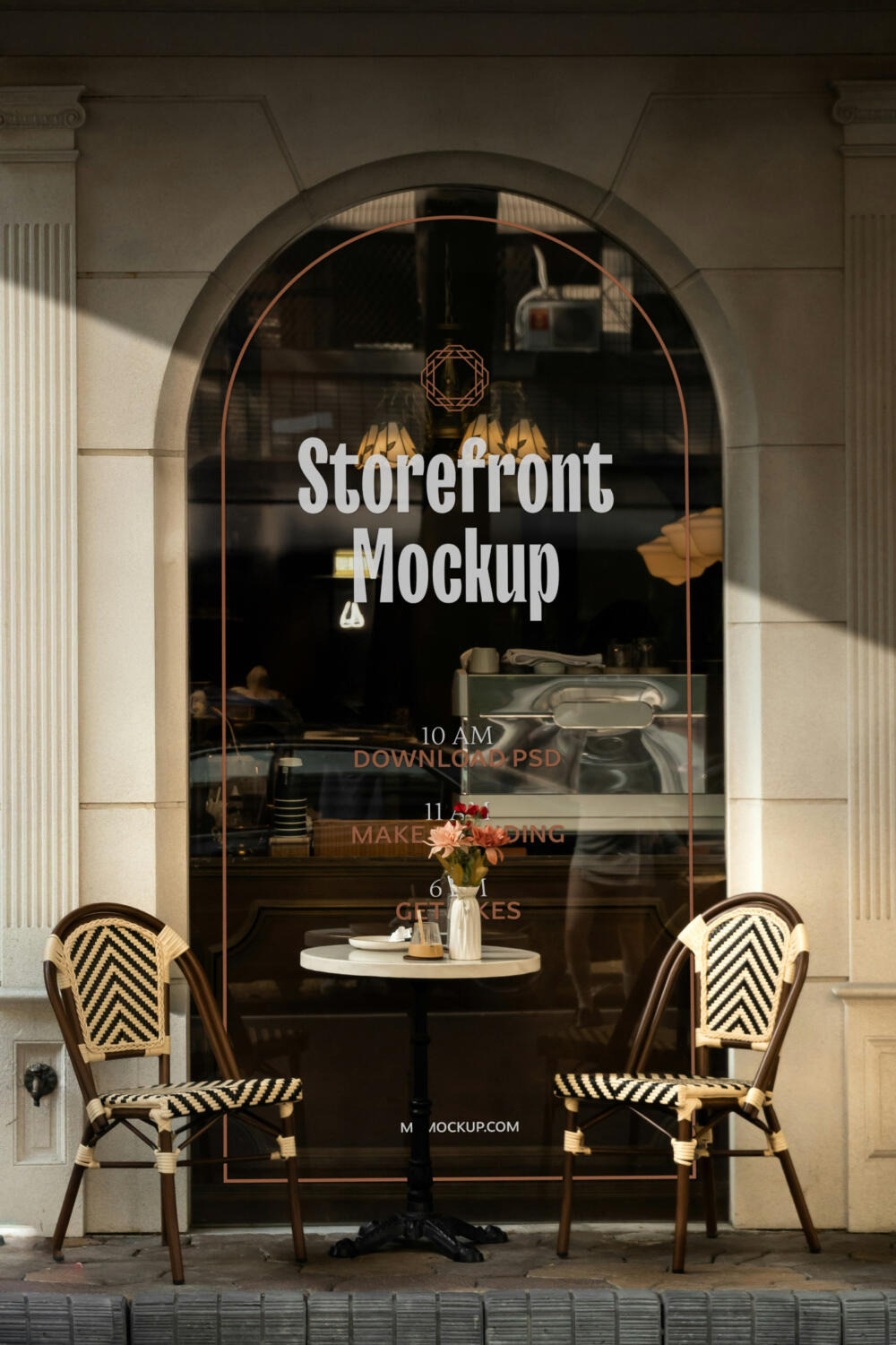 Vertical Restaurant Window PSD Mockup