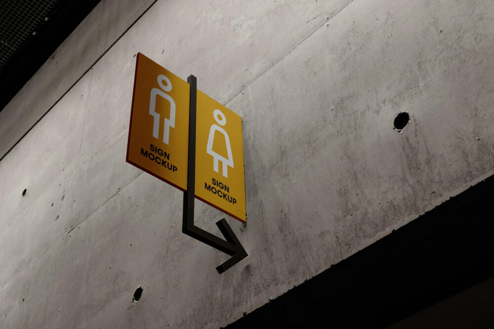 Vertical Sign PSD Mockup