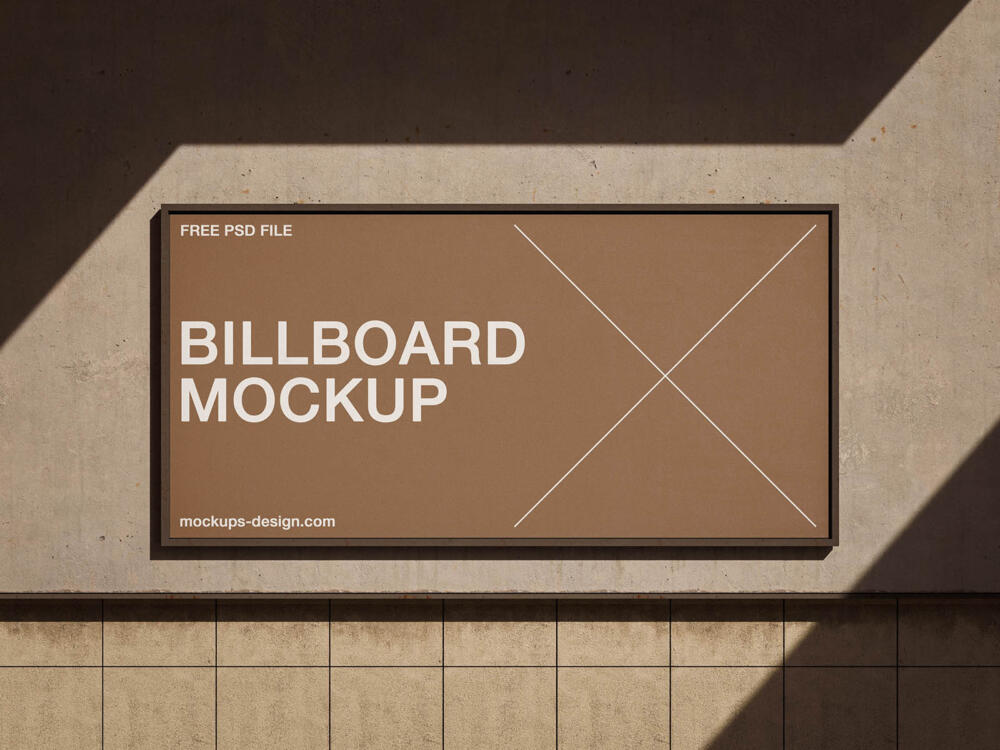 Wall-mounted billboard mockup