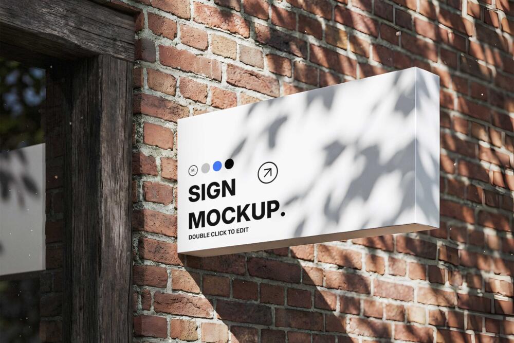 Wall Mounted Sign Mockup on Brick