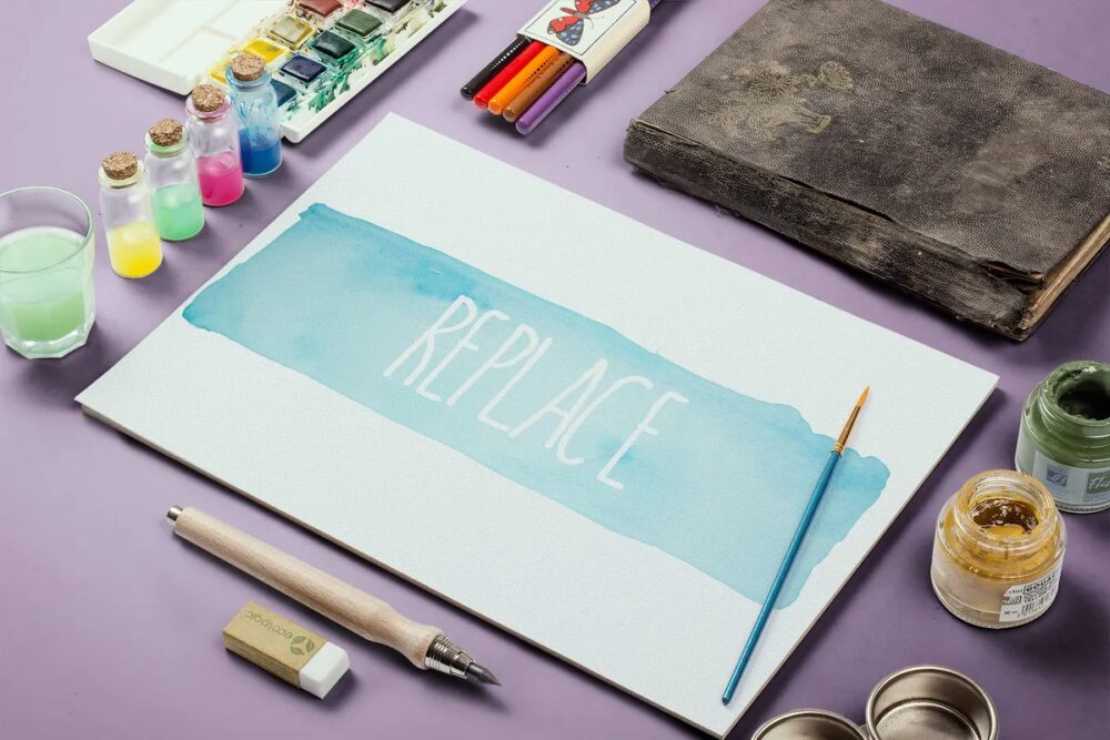 Watercolor sketch: download PSD mockup