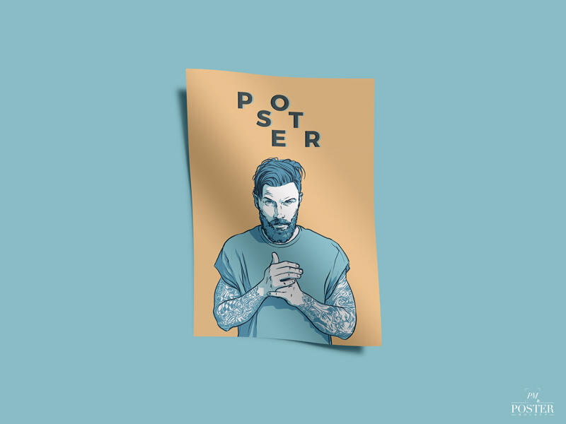 Wavy Poster Mockup Template PSD
