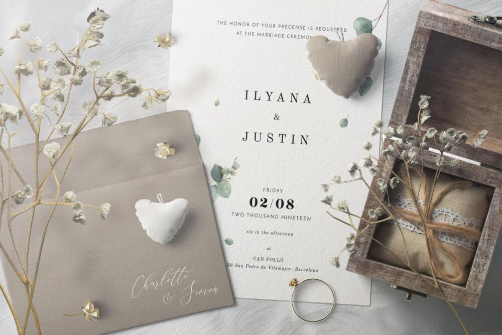 Wax Seal Invitation Card On Cloth Mockup Top View