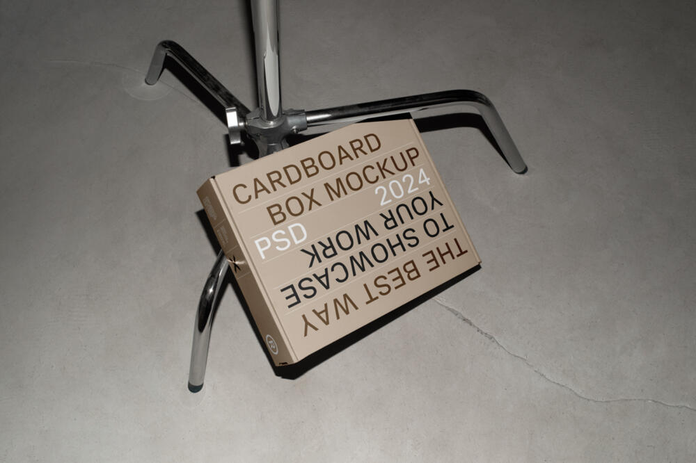 White Cardboard Box on Tripod Mockup