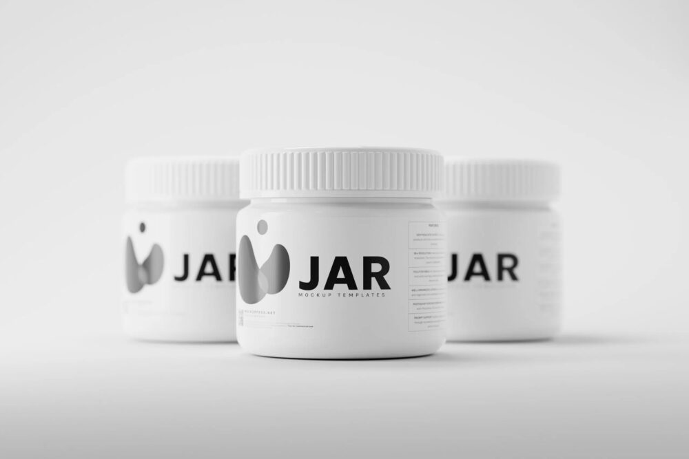 Aesthetic Small Notebook White Plastic Cosmetic Jar Mockups