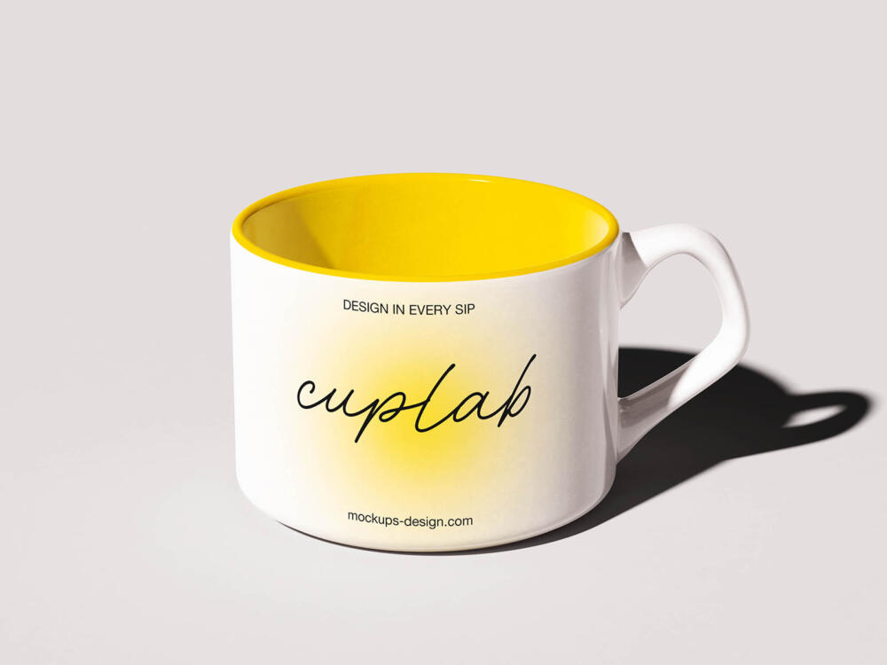 Wide ceramic coffee cup mockup