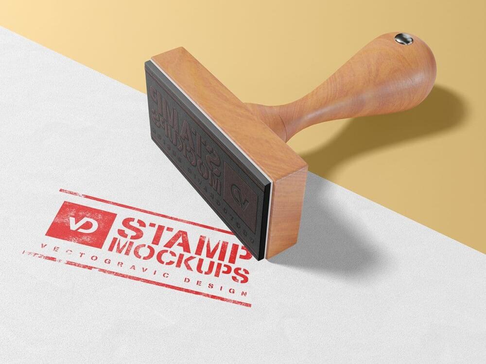 Wood Rubber Stamp Mockup
