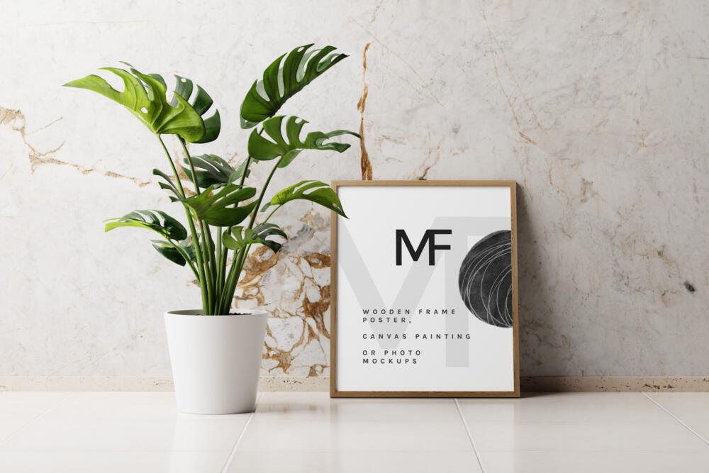 Wooden Frame Poster, Canvas painting or Photo Frame Mockups