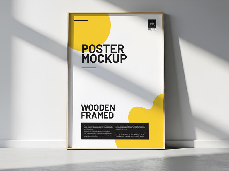 Wooden Framed Poster Mockup PSD