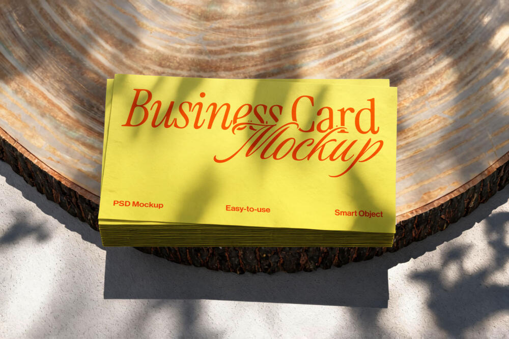 Wooden Plate Business Card Mockup