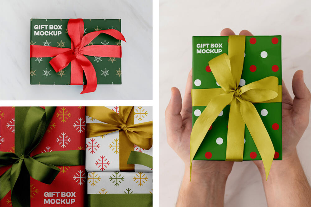 Xmas Gift Box Mockups