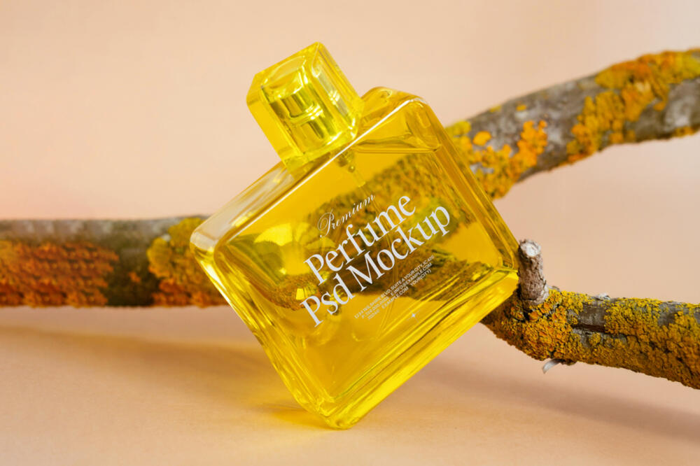 Yellow Glass Perfume Bottle Mockup