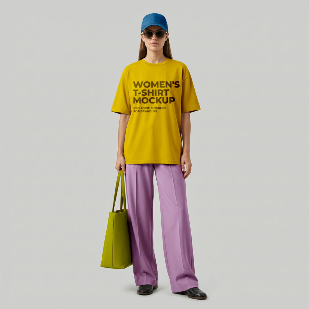 Young Woman Wearing T-shirt Mockup