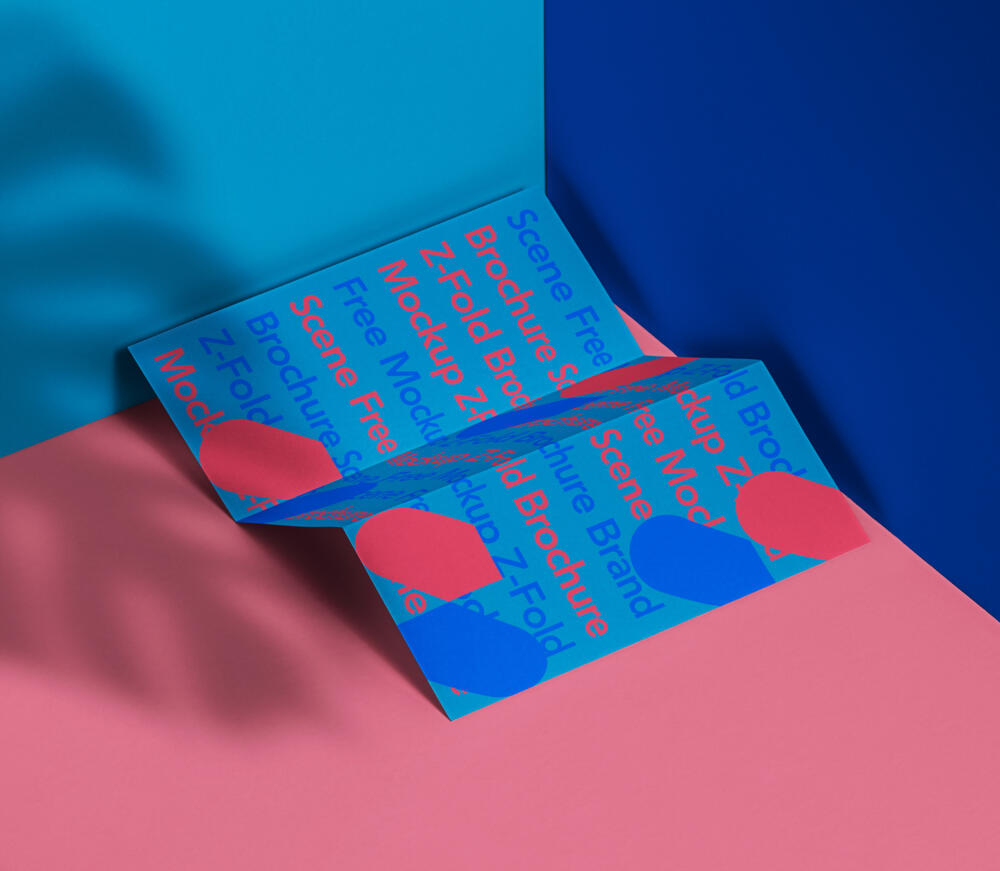 Z Fold Psd Brochure Mockup Scene