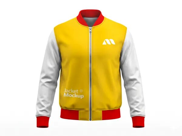 Zip-Up Varsity Bomber Jacket Mockup — Ghost Mannequin (PSD)
